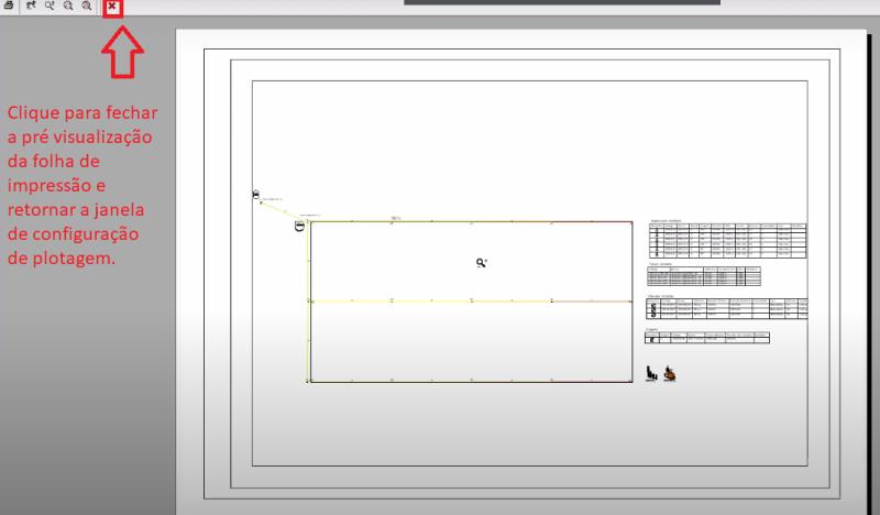 Visualização prévia da prancha para impressão, utilizando o CTB da AuE Software, no AutoCAD