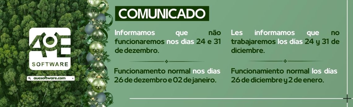 Funcionamento AuE Software mediante aos recessos de final de ano 2025.