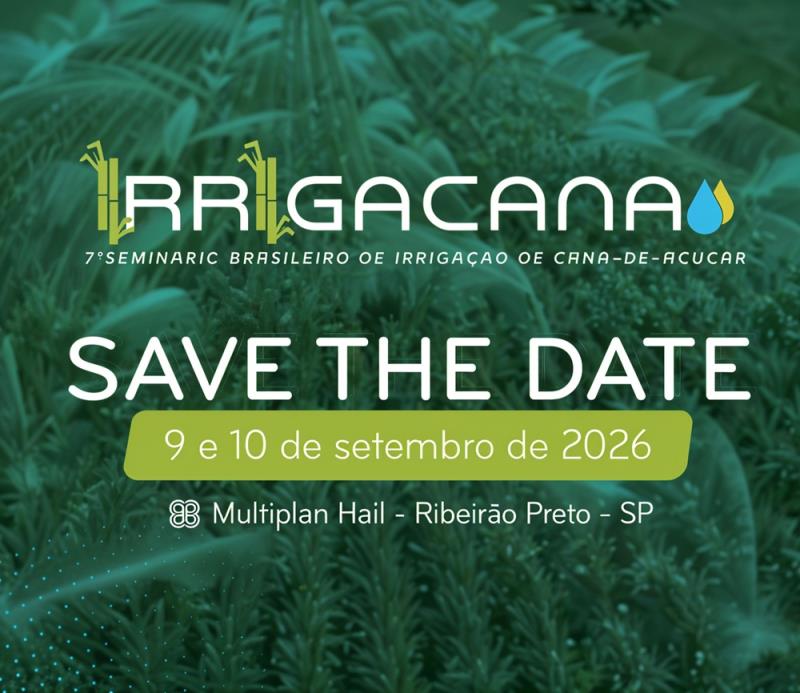 7º Irrigacana reunirá especialistas para discutir irrigação e fertirrigação na cana-de-açúcar