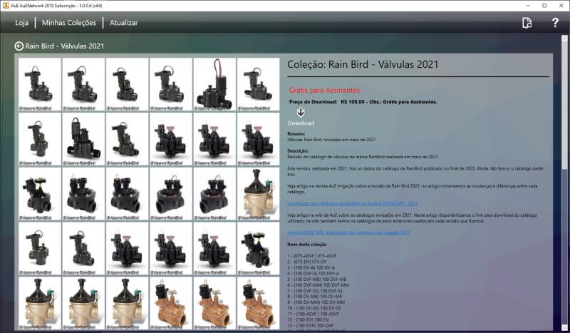 Revisão do catálogo de Válvulas RainBird em Maio de 2021