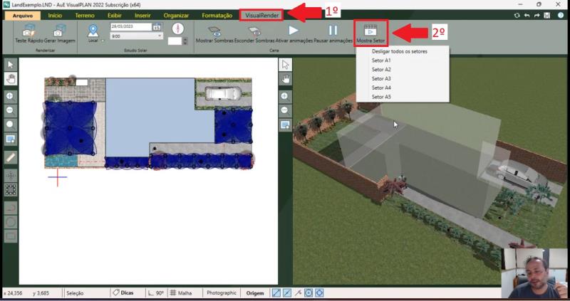 HydroLANDSCAPE + VisualPLAN: Simular sistema de irrigação funcionando em 3D
