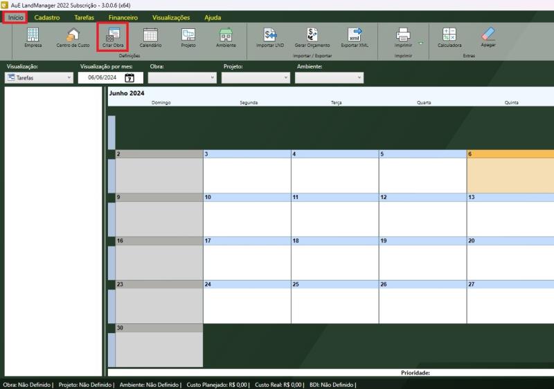 LandMANAGER 2022: Cadastro de Obra