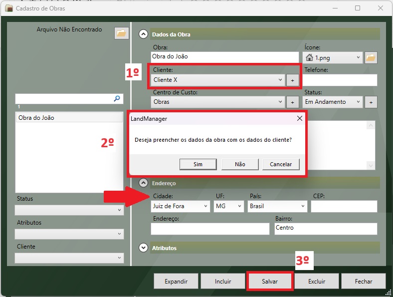 Cadastro de obra com o LandMANAGER 2022