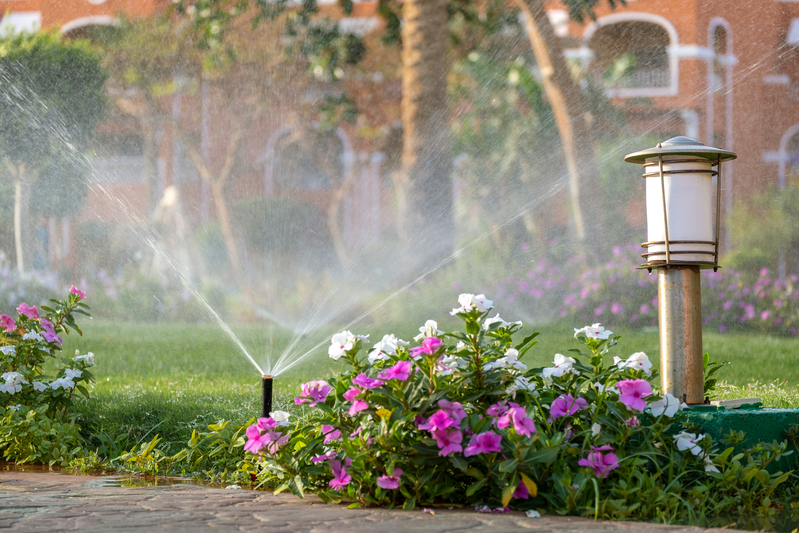 Sistema de irrigação no paisagismo