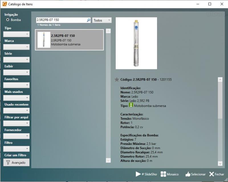 Itens cadastrados no HydroManager