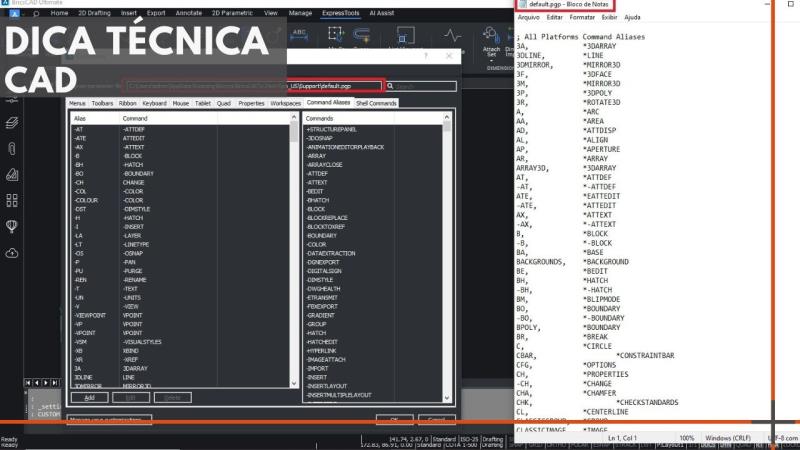 CAD: Como alterar teclas de atalho usando o arquivo .PGP